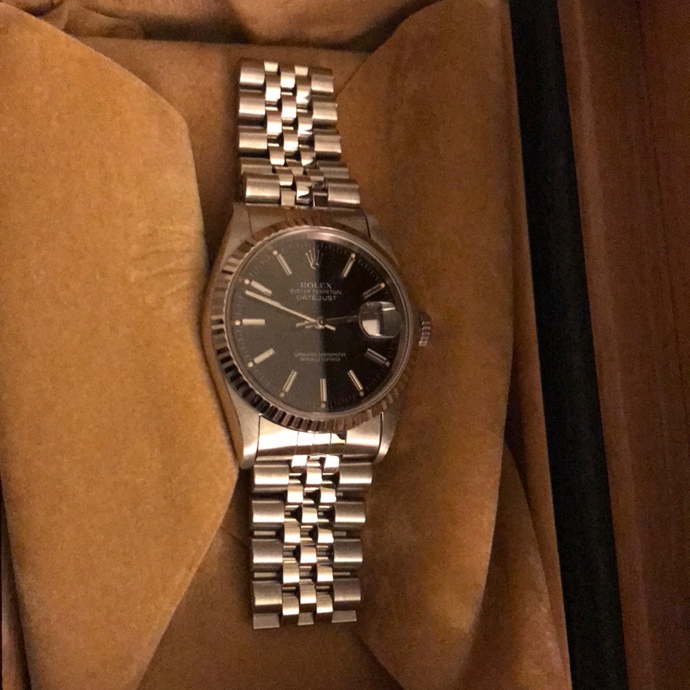 Rolex date just  brand new ... silver .